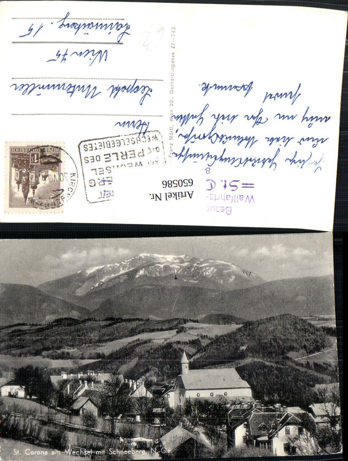 650586,Foto Ak St. Corona am Wechsel mit Schneeberg