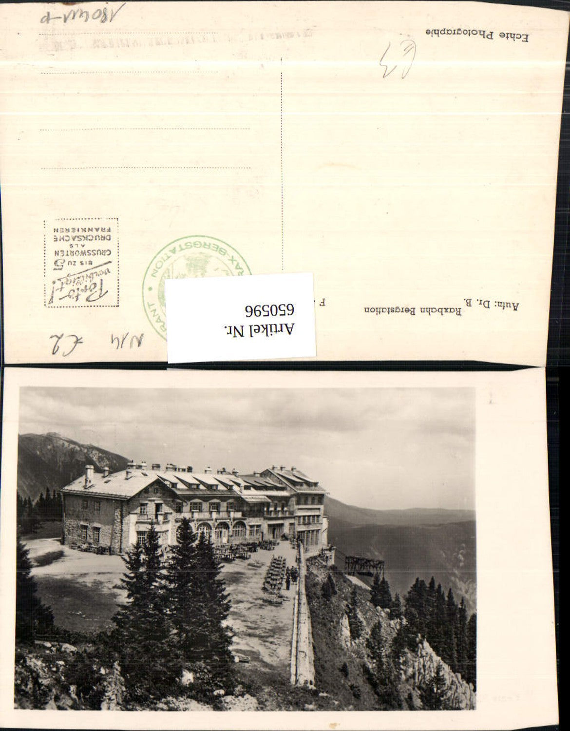 650596,Foto Ak Raxbahn Bergstation Hirschwang Reichenau an der Rax