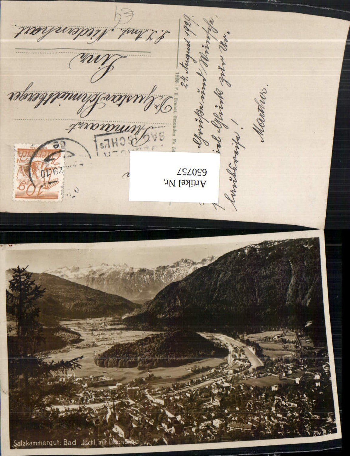 650757,Foto Ak Bad Ischl mit Dachstein