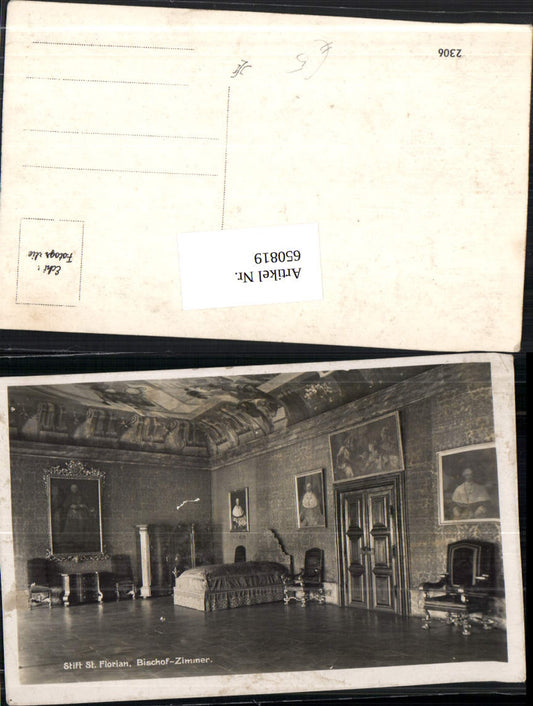 650819,Stift St. Florian Bischof Zimmer Bett Interieur