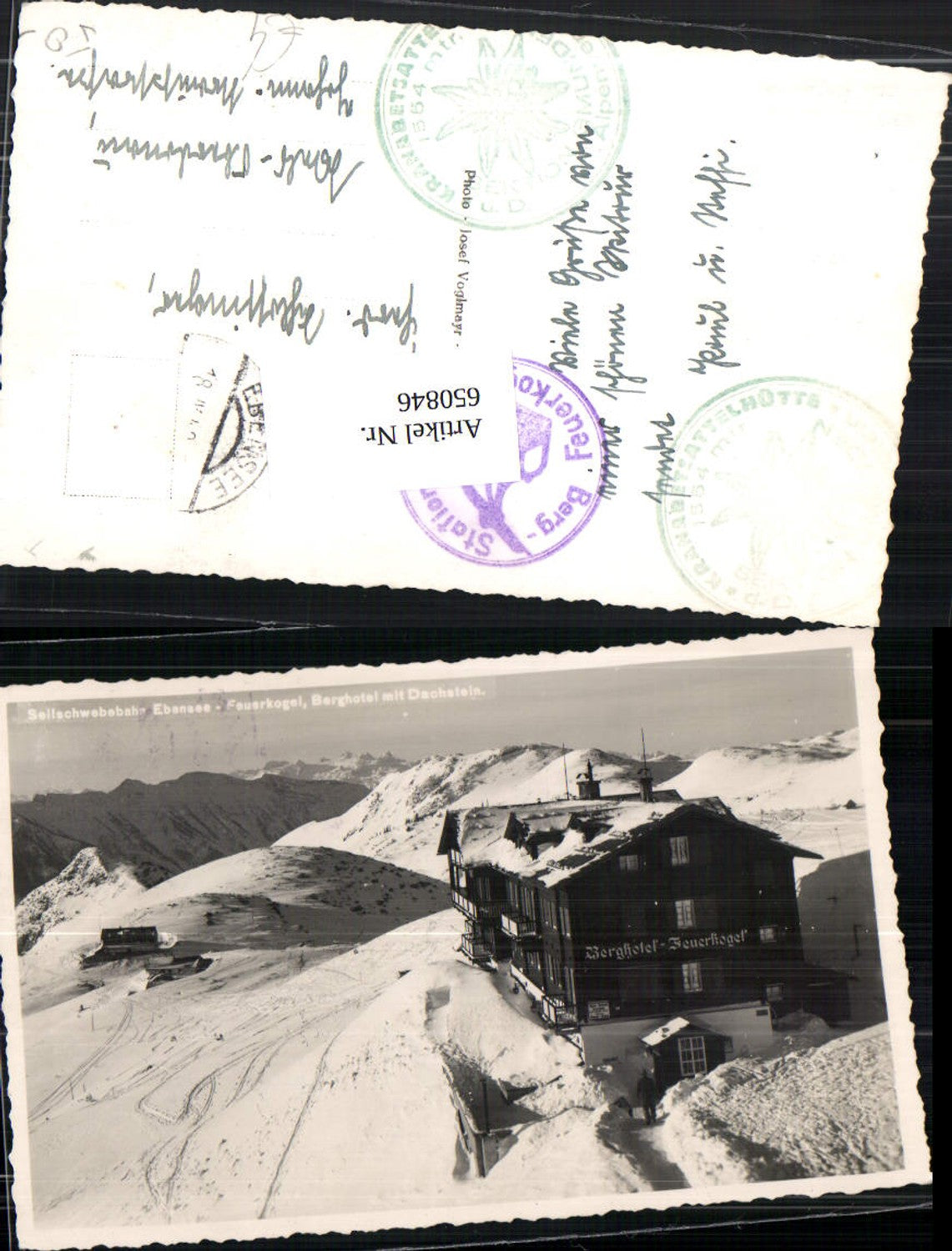 650846,Foto-AK Seilschwebebahn Ebensee Feuerkogel Berghotel