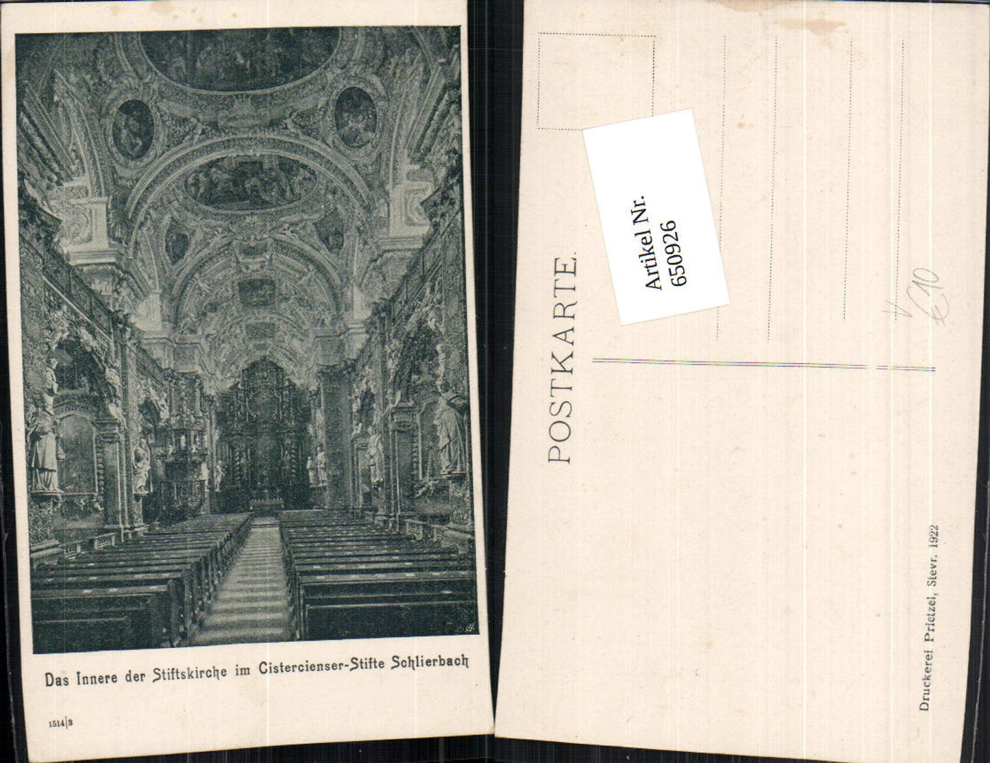 650926,Künstler AK Schlierbach Kirche Innen