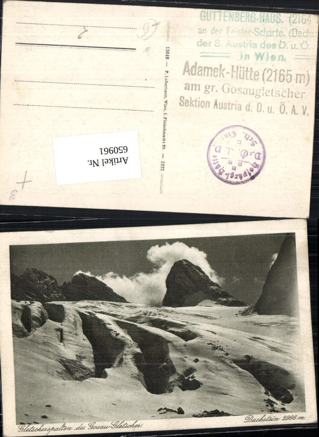 650961,Gletscherspalten d. Gosau Gletscher dachstein