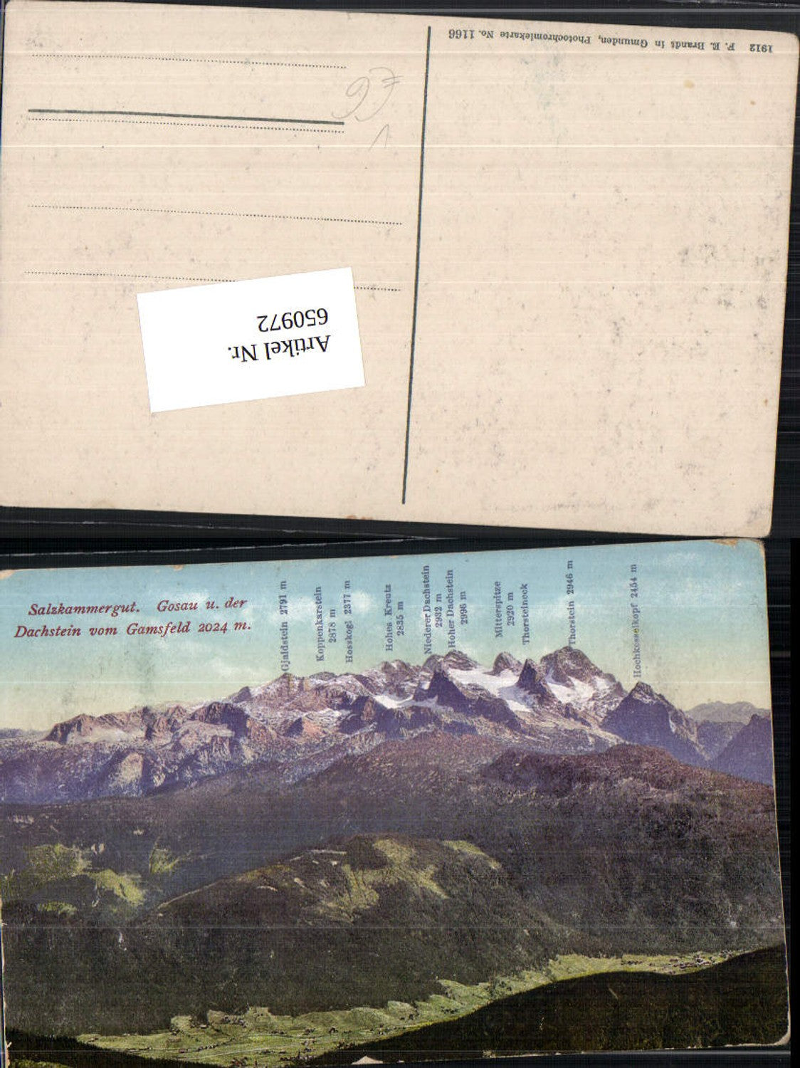 650972,Gosau m. Dachstein vom Gamsfeld pub F. E. Brandt 1166