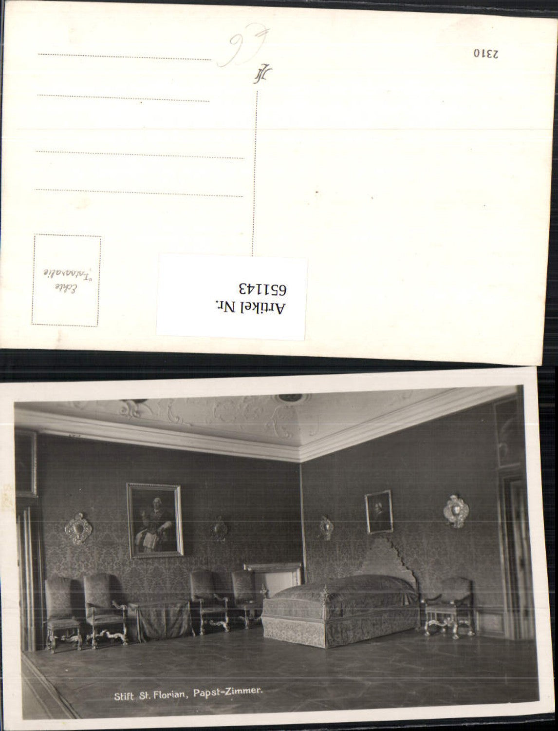 651143,Foto Ak St Florian Papst-Zimmer Interieur