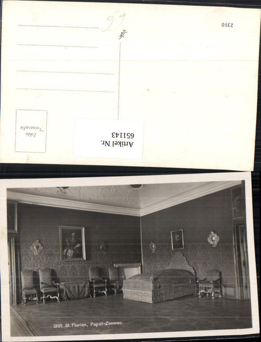 651143,Foto Ak St Florian Papst-Zimmer Interieur
