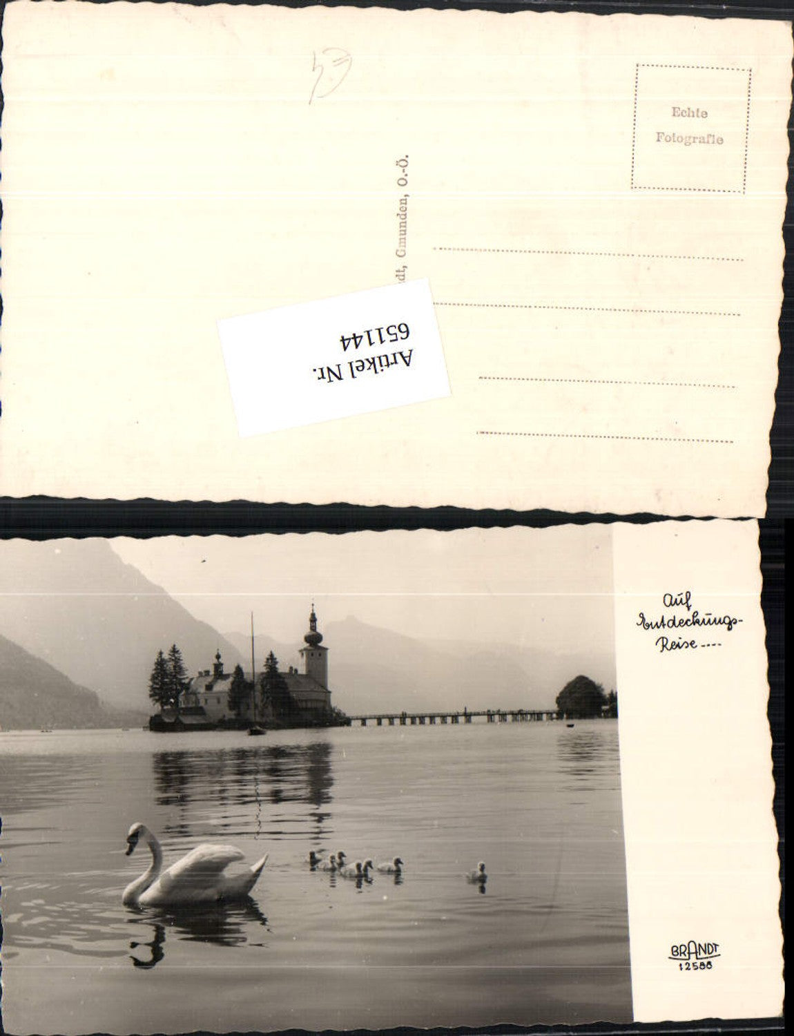 651144,Foto Ak Gmunden Schloss Ort Schwan Schwäne