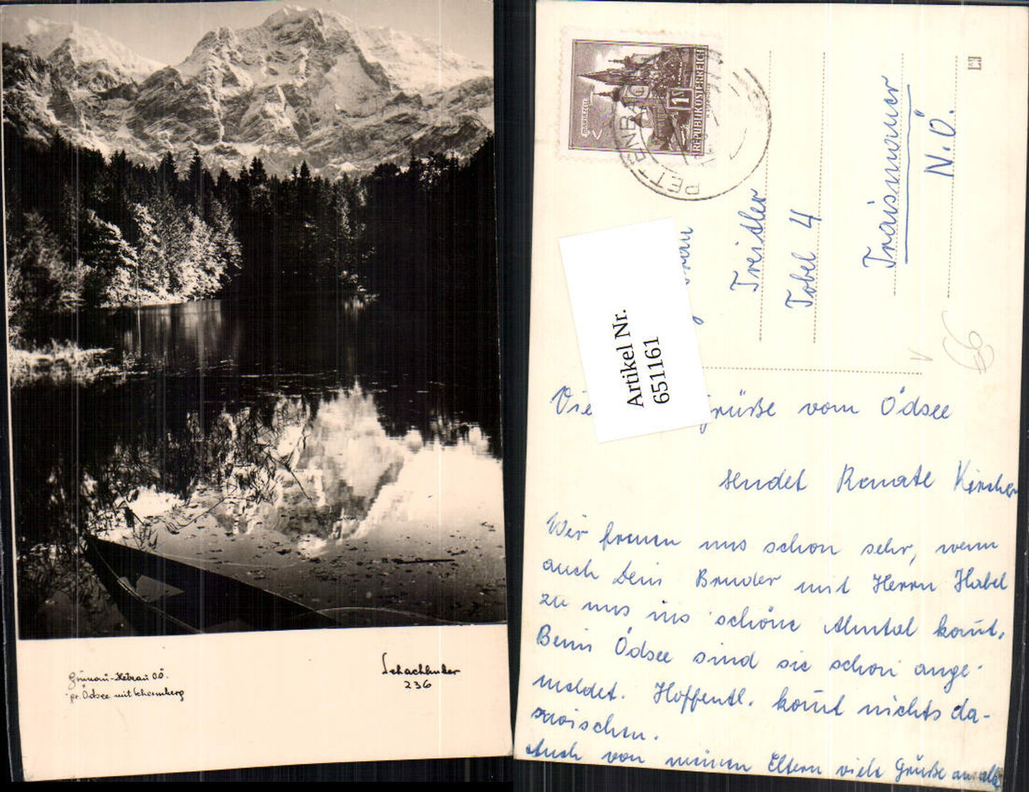 651161,Foto Ak Grünau Hetzau Gr. Ödsee m. Schermberg pub Schachhuber 236