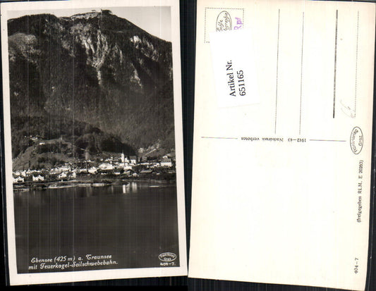 651165,Foto Ak Ebensee a. Traunsee Feuerkogel Seilschwebebahn