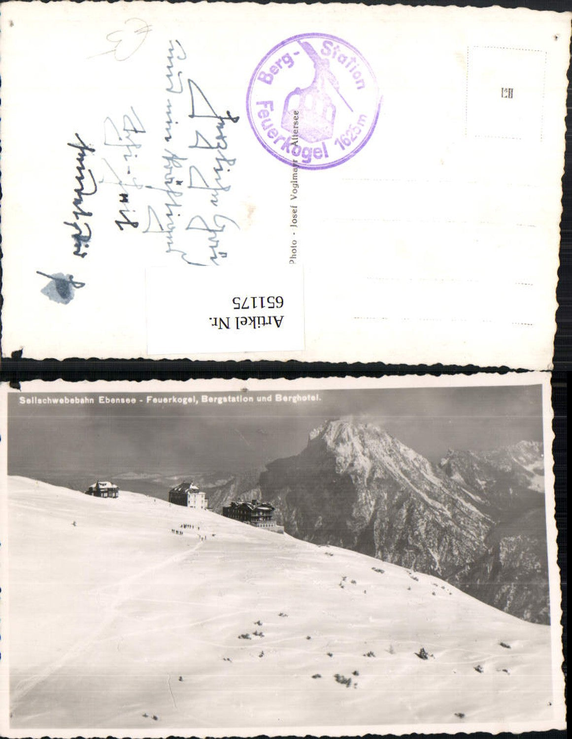 651175,Foto Ak Ebensee Feuerkogel Bergstation Berghotel im Winter