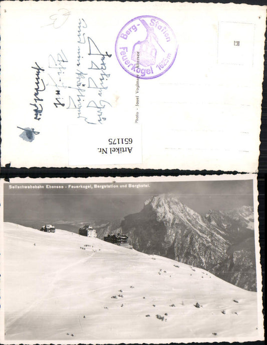 651175,Foto Ak Ebensee Feuerkogel Bergstation Berghotel im Winter