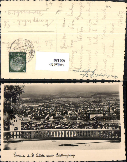 651180,Foto Ak Linz a. d. Donau Blick v. Pöstlingberg