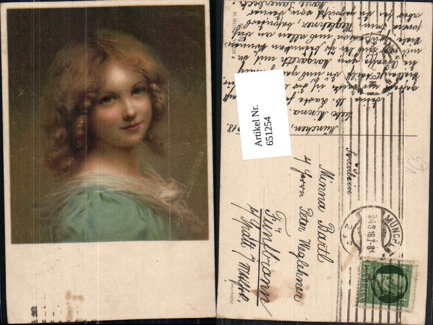 651254,Künstler AK Mädchen Portrait pub M. Munk Vienne 1103