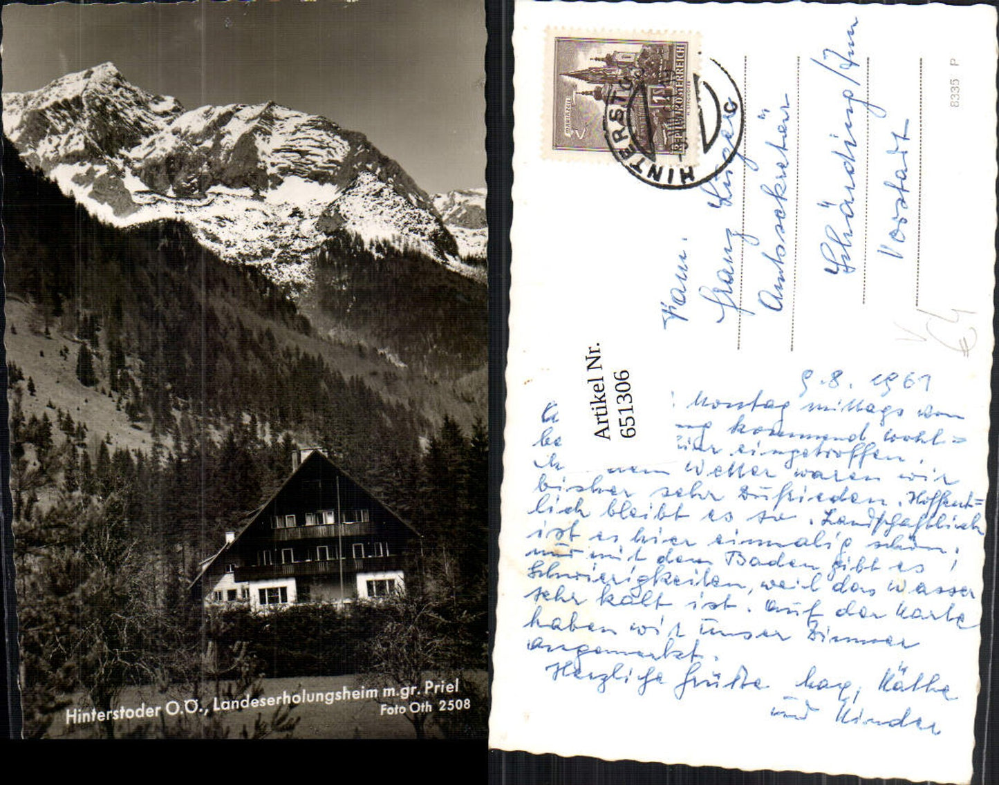 651306,Foto Ak Hinterstoder Landeserholungsheim m. gr. Priel pub Foto Oth 2508