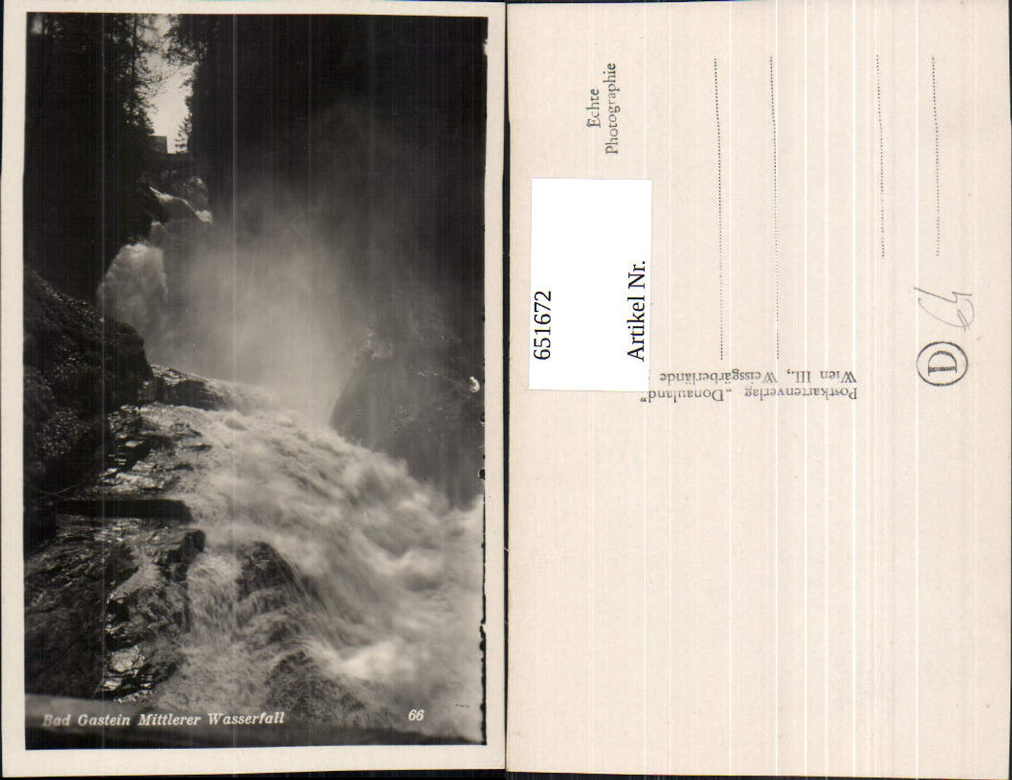 651672,Foto Ak Bad Gastein Mittlerer Wasserfall