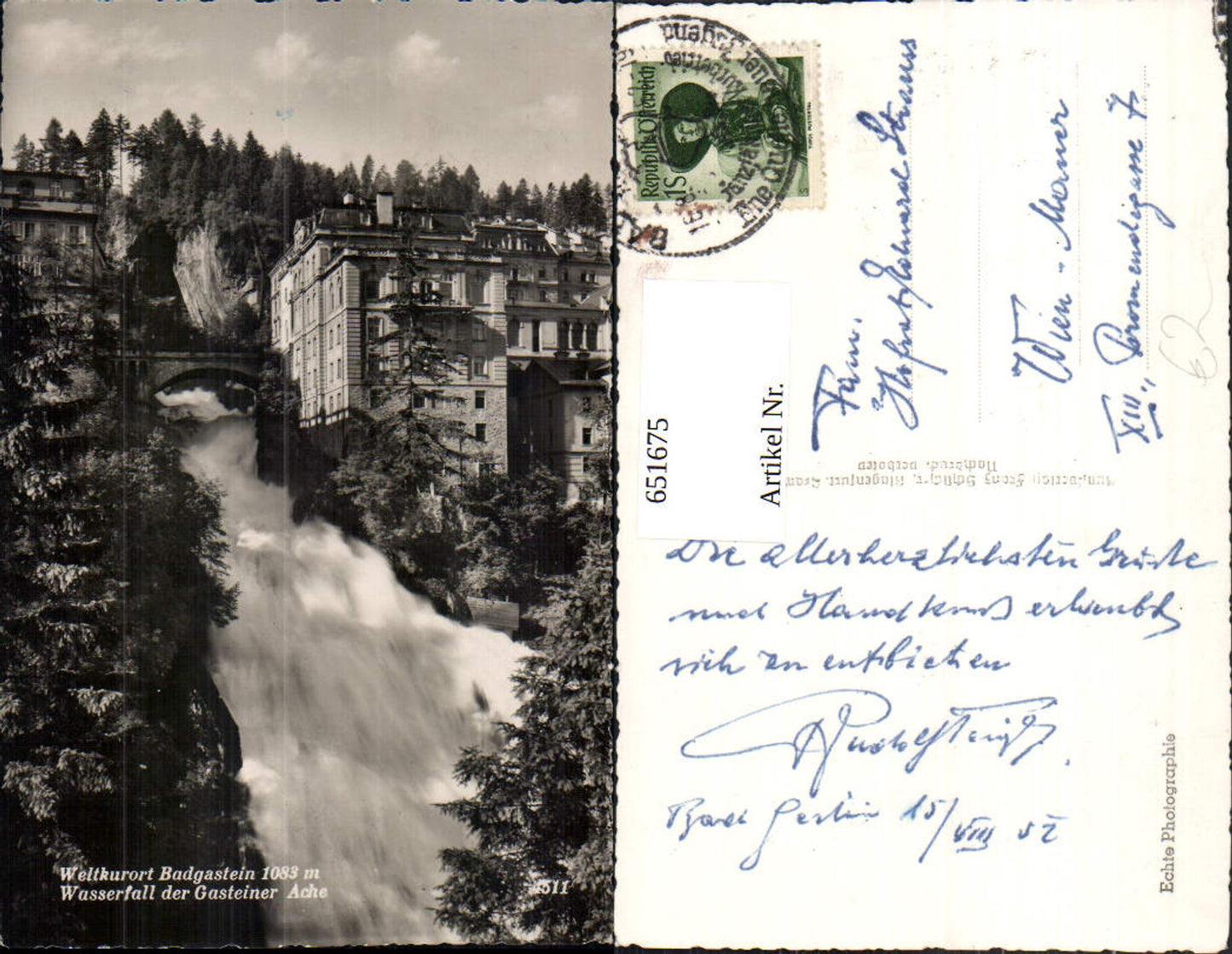 651675,Foto Ak Bad Gastein Wasserfall d. Gasteiner Ache