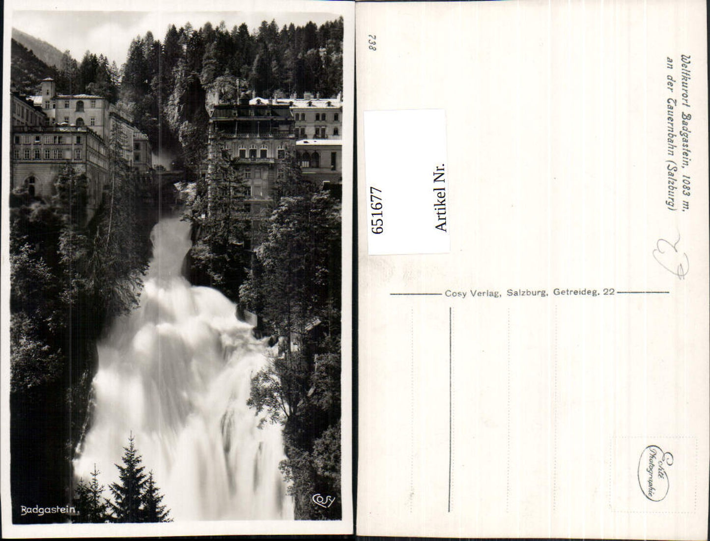 651677,Foto Ak Bad Gastein Wasserfall