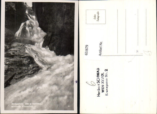 651679,Foto Ak Bad Gastein mittlerer Wasserfall Stempel pub Heribert Schwab Wien