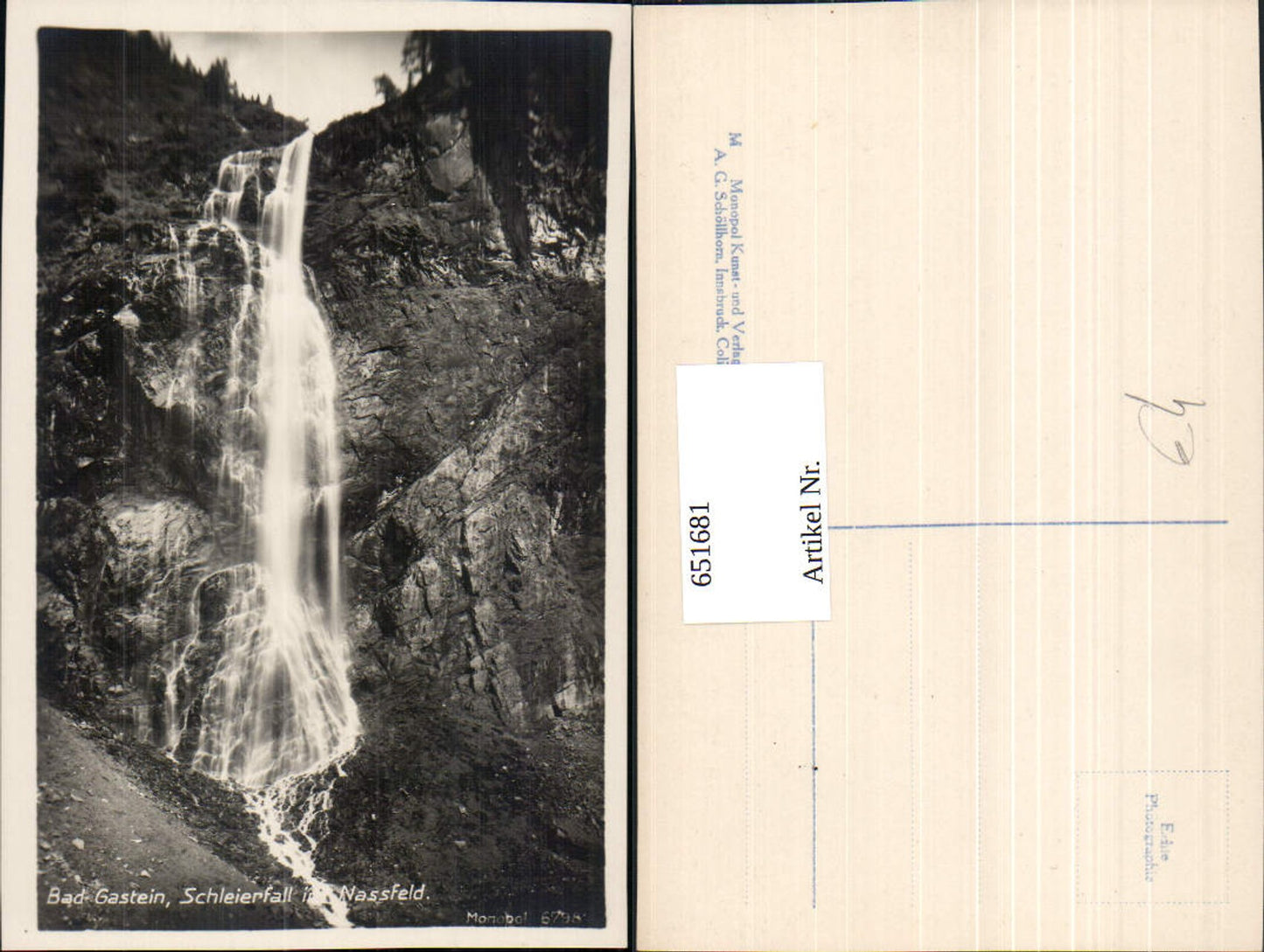 651681,Foto Ak Bad Gastein Schleierfall im Nassfeld Wasserfall