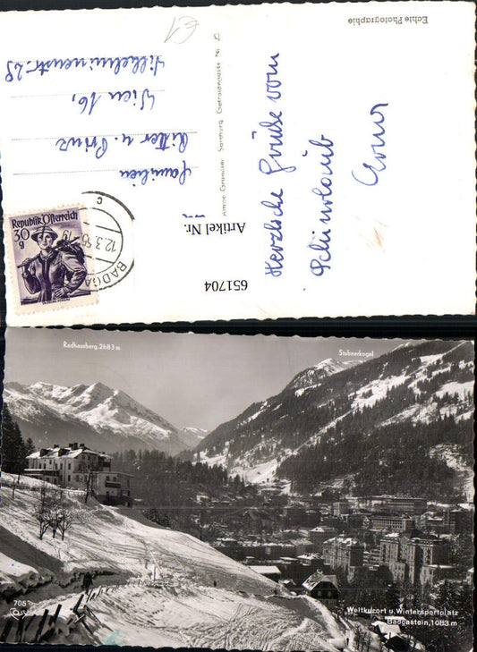 651704,Foto Ak Bad Gastein Winteransicht m. Radhausberg u. Stubnerkogel