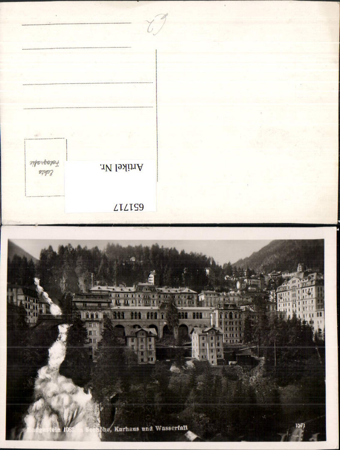 651717,Foto Ak Bad Gastein Kurhaus u. Wasserfall