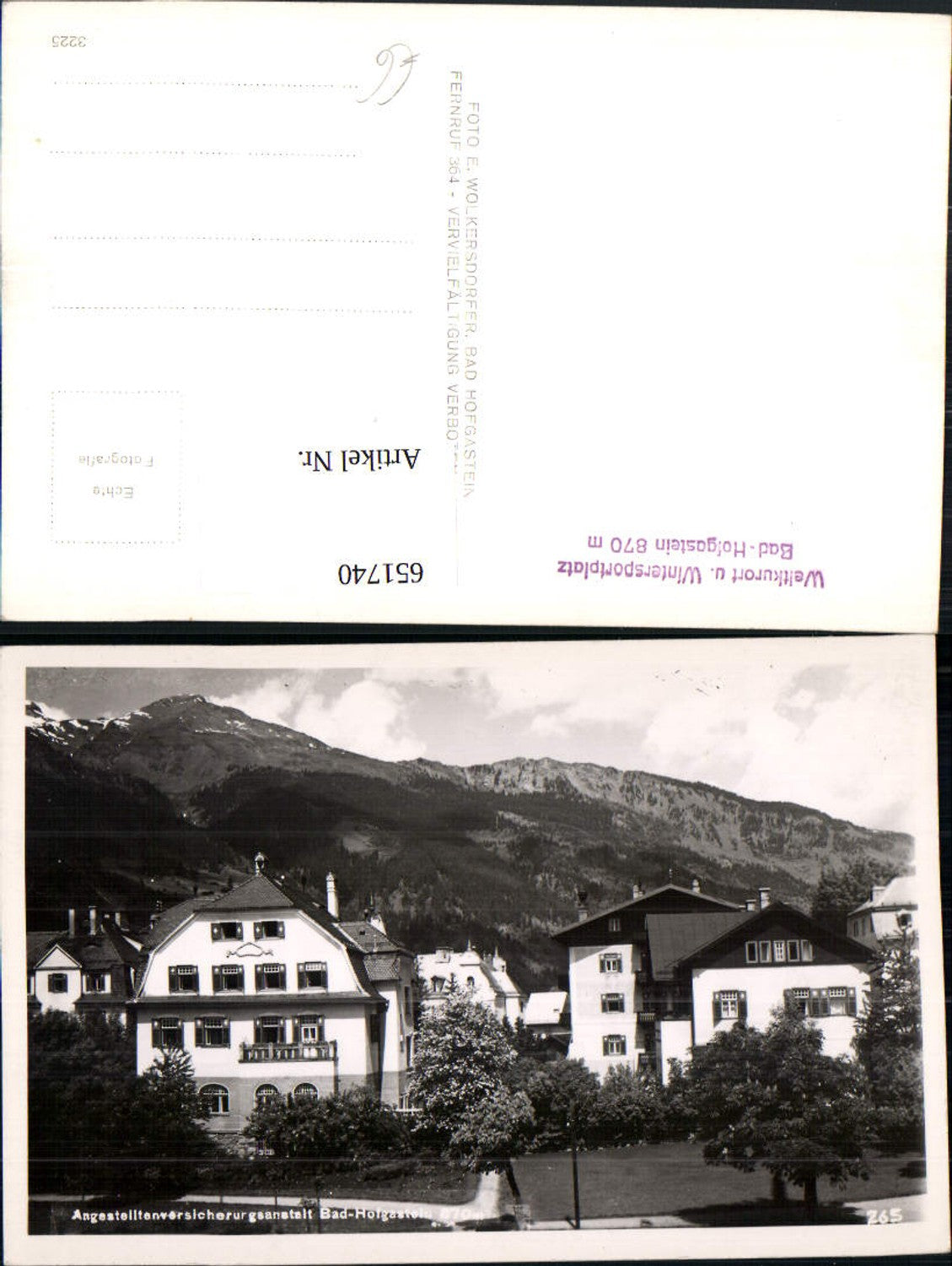 651740,Foto Ak Bad Hofgastein Angestelltenversicherungsanstalt