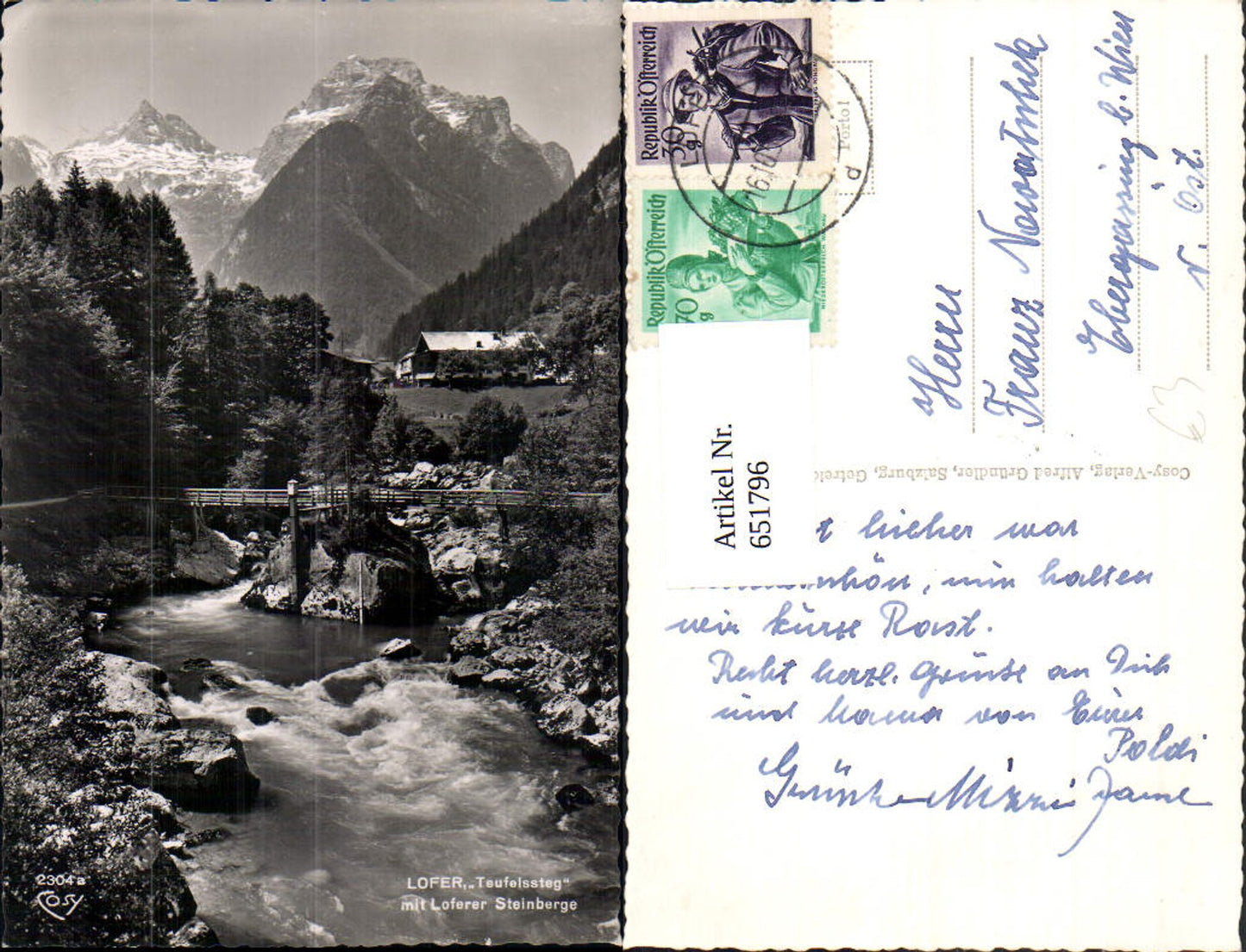 651796,Foto Ak Lofer Teufelssteg m. Loferer Steinberge