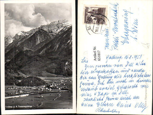651817,Foto Ak Golling a. d. Salzach g. d. Tennengebirge