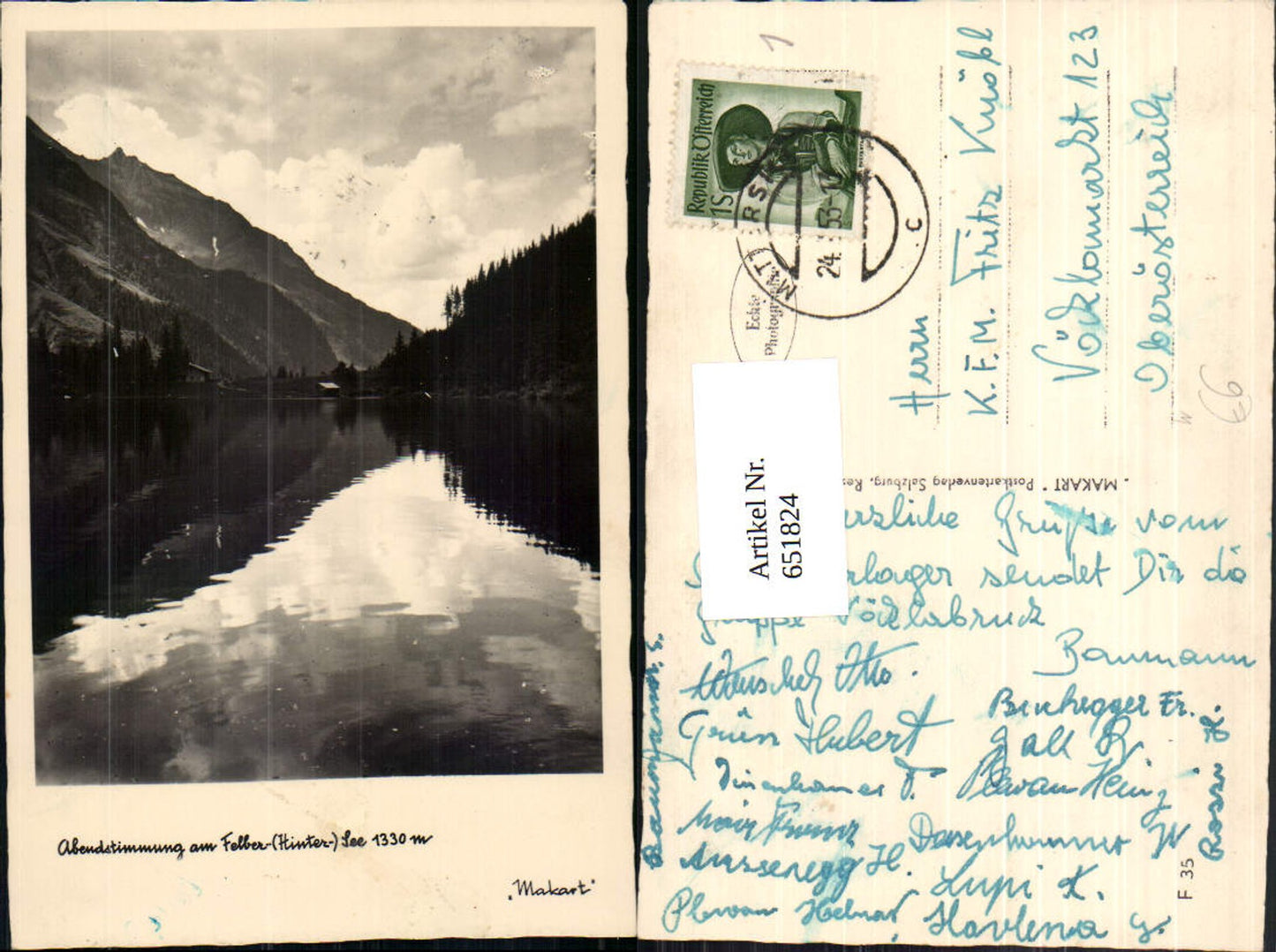 651824,Foto Ak Mittersill Abendstimmung a. Felbertal Hintersee