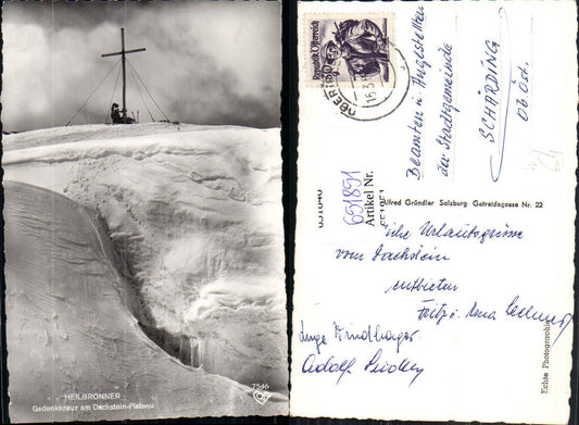 651851,Foto Ak Obertraun Heilbronner Gedenkkreuz a. Dachstein-Plateau Kreuz