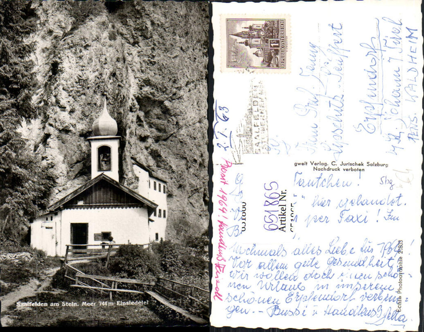 651865,Foto Ak Saalfelden am Steinernen Meer Einsiedelei