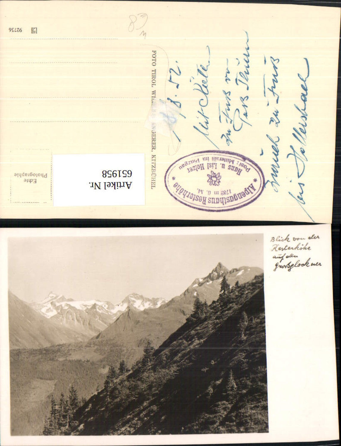 651958,Foto Ak Blick v. d. Resterhöhe auf Großglockner Mittersill