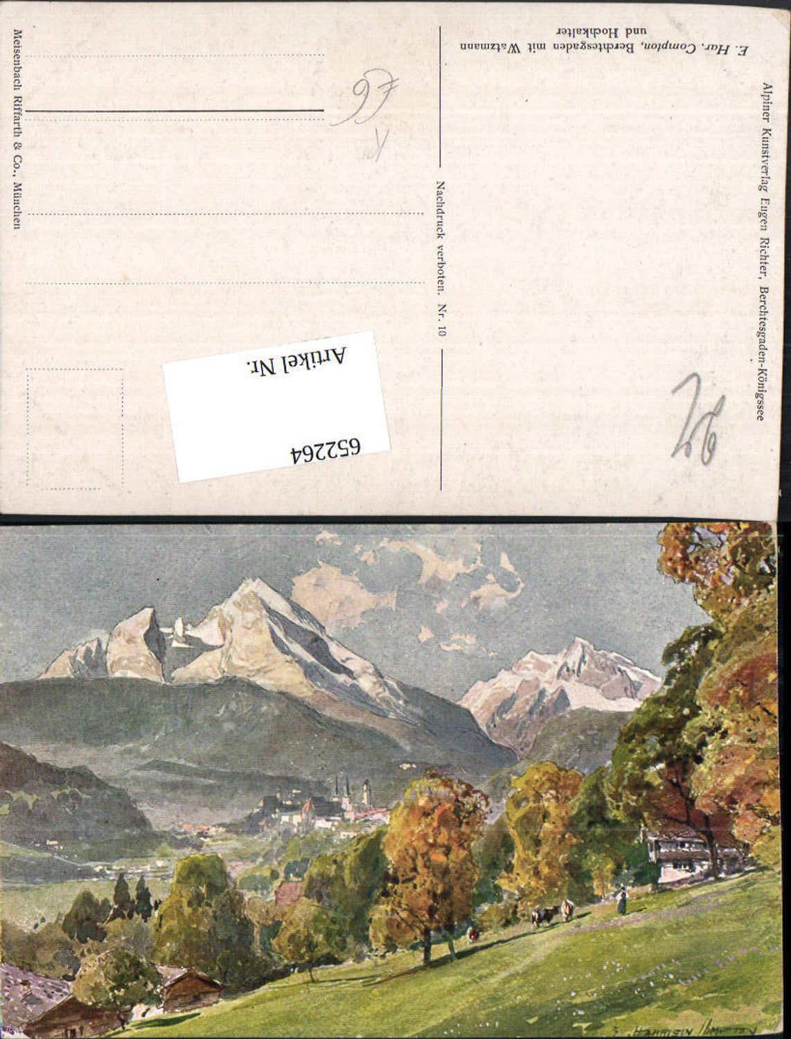 652264,Künstler AK E. Harrison Compton Berchtesgaden m. Watzmann Hochkalter