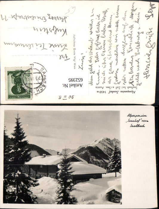 652395,Foto Ak Alpenpension Sonnhof Saalbach b. Zell a. See Saalbach-Hinterglemm