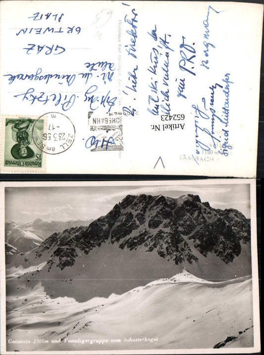 652423,Foto Ak Saalbach-Hinterglemm Geißstein Gaisstein u. Venedigergruppe v. Schusterkogel