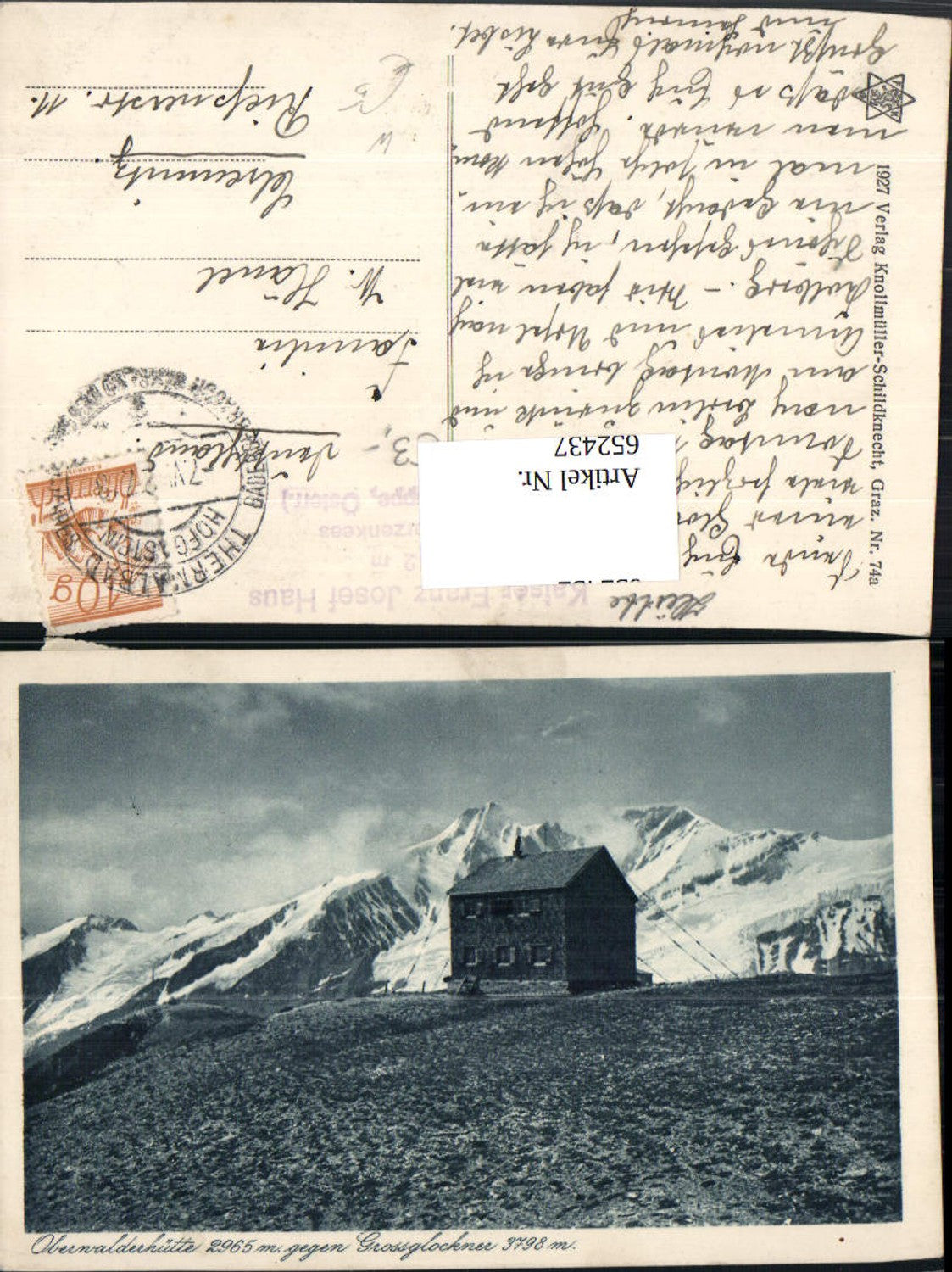 652437,Oberwalderhütte geg. Großglockner Heiligenblut am Großglockner