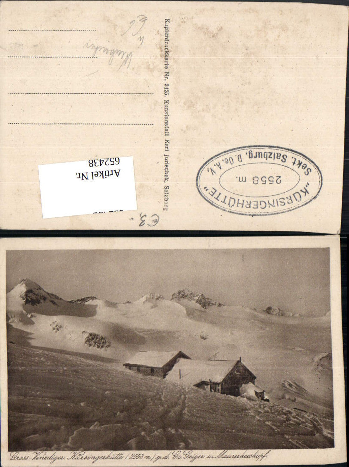 652438,Neukirchen am Großvenediger Kürsingerhütte g. d. Gr. Geiger u. Maurerkeeskopf