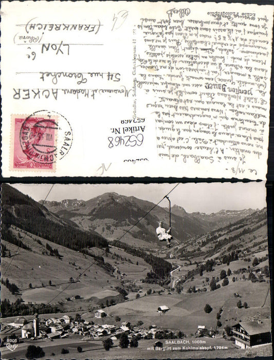 652468,Foto Ak Saalbach-Hinterglemm Berglift zum Kohlmaiskopf Sessellift