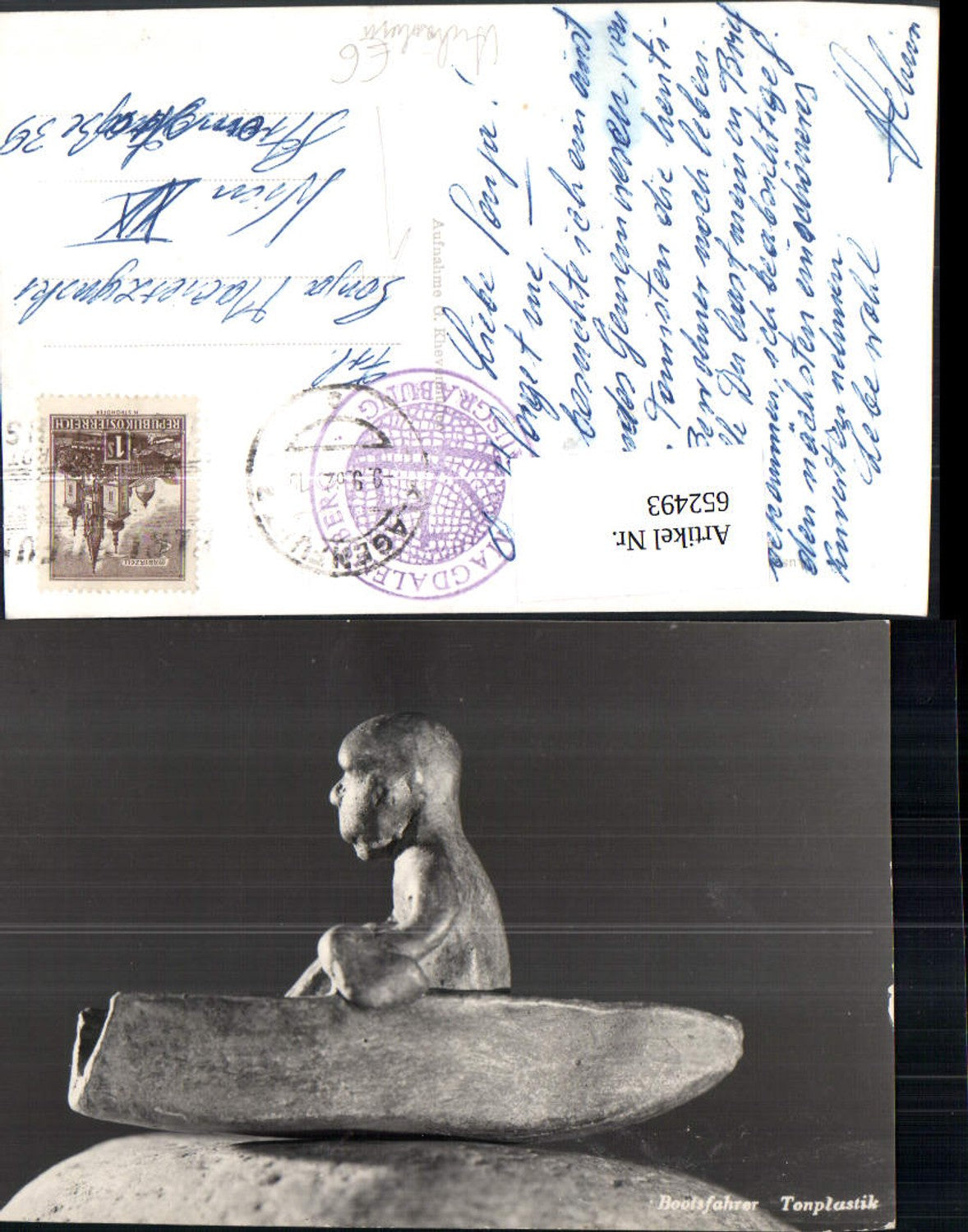 652493,Foto Ak Archäologie Bootsfahrer Tonplastik Magdalensberg Ausgrabung