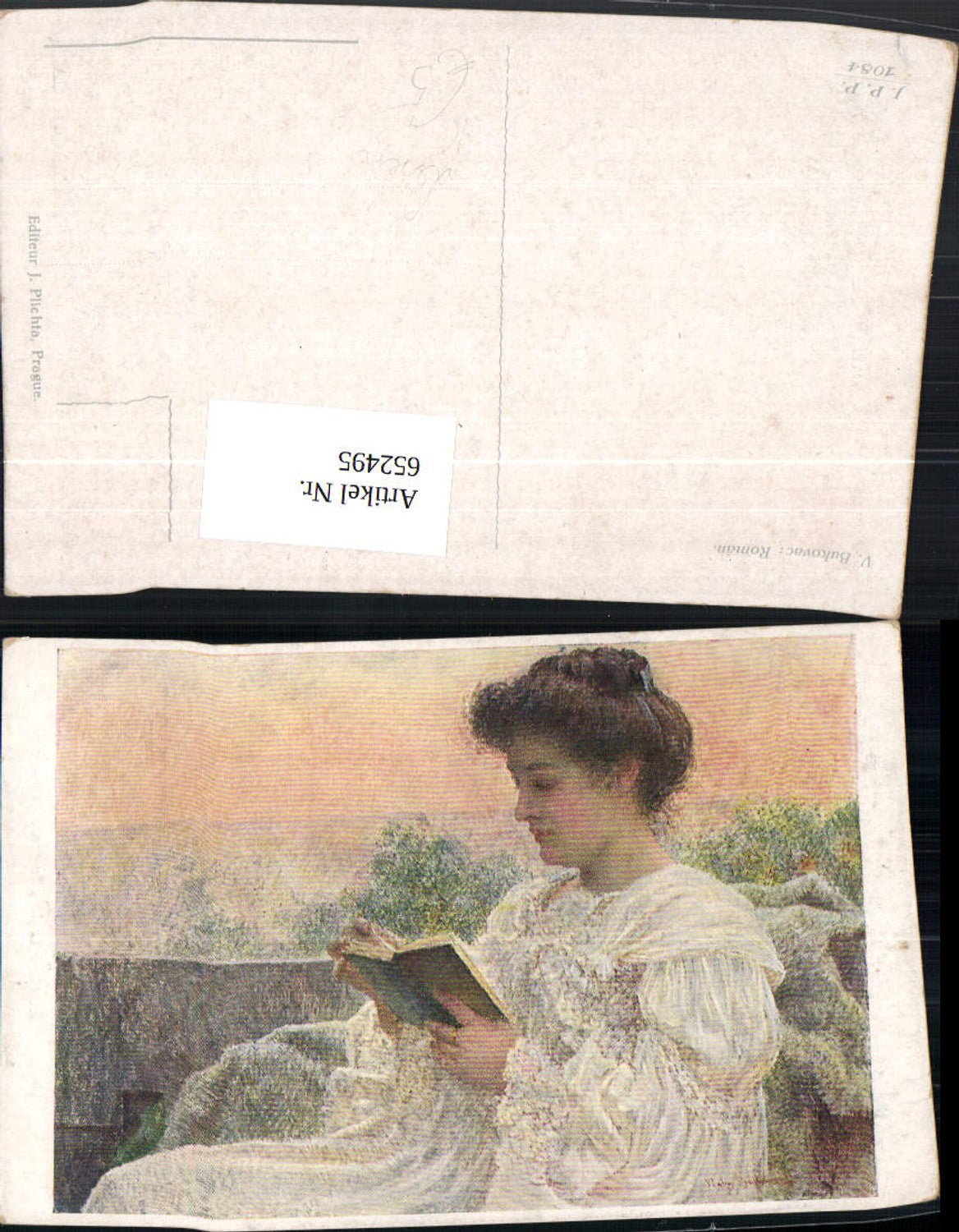 652495,Künstler Ak V. Bukovac Roman Frau Lesen