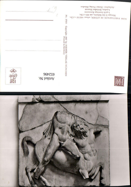652496,Parthenon in Athen Metope Südseite Lapith London Britisches Museum pub Hirmer 57531