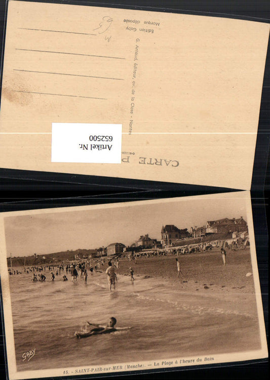 652500,Saint-Pair-sur-Mer Manche La Plage a l heure du Bain Strandleben Strand