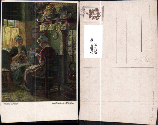 652515, Artist Ak Julius Schrag Dutch Girl Handwork Reading pub Theo Stroefer 1562
