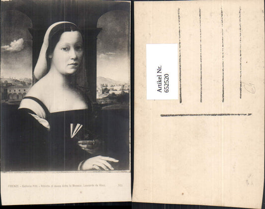 652520,Artist Postcard Leonardo da Vinci Ritratto di donna detta la Monaca woman portrait