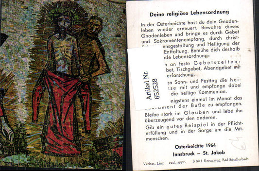 652528, Holy image Your religious order of life Easter confession 1964 Innsbruck St. Jakob
