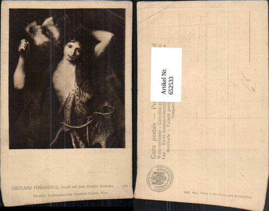 652533,Künstler Ak Girolamo Ferabosco David m. d. Haupte Goliaths Tod Erotik pub Löwy 358