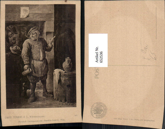 652536,Künstler Ak David Teniers d. Jüngere Wirtshausszene Bier Wein Pfeife Rauchen pub Löwy 425