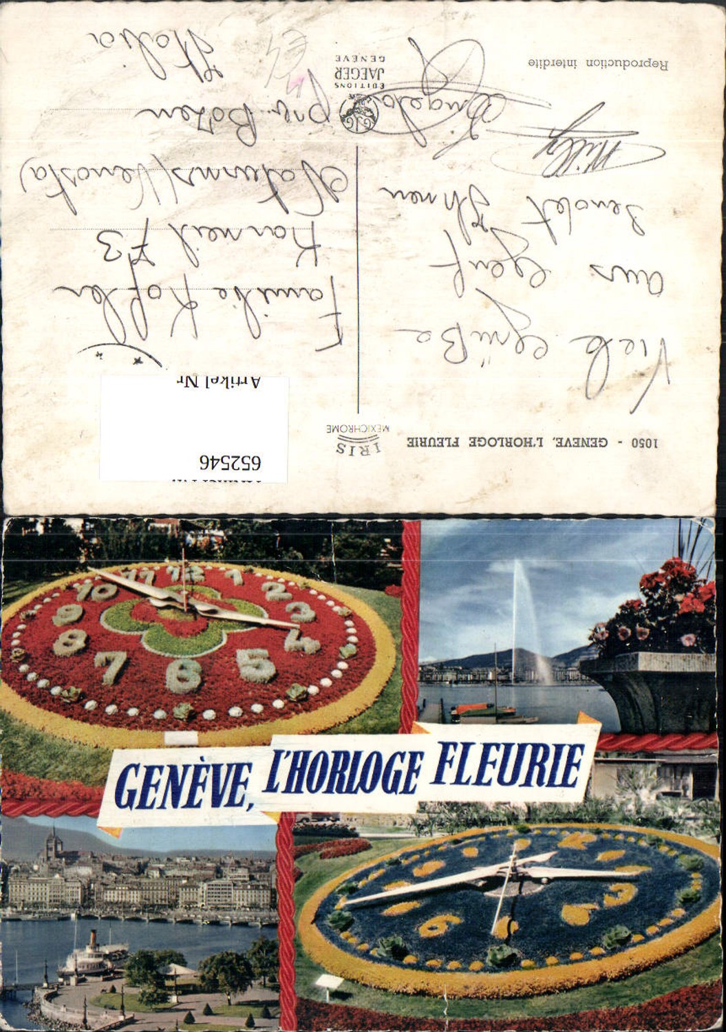 652546,Mehrbild Ak Geneve Genf L Horloge Fleurie Blumenuhr