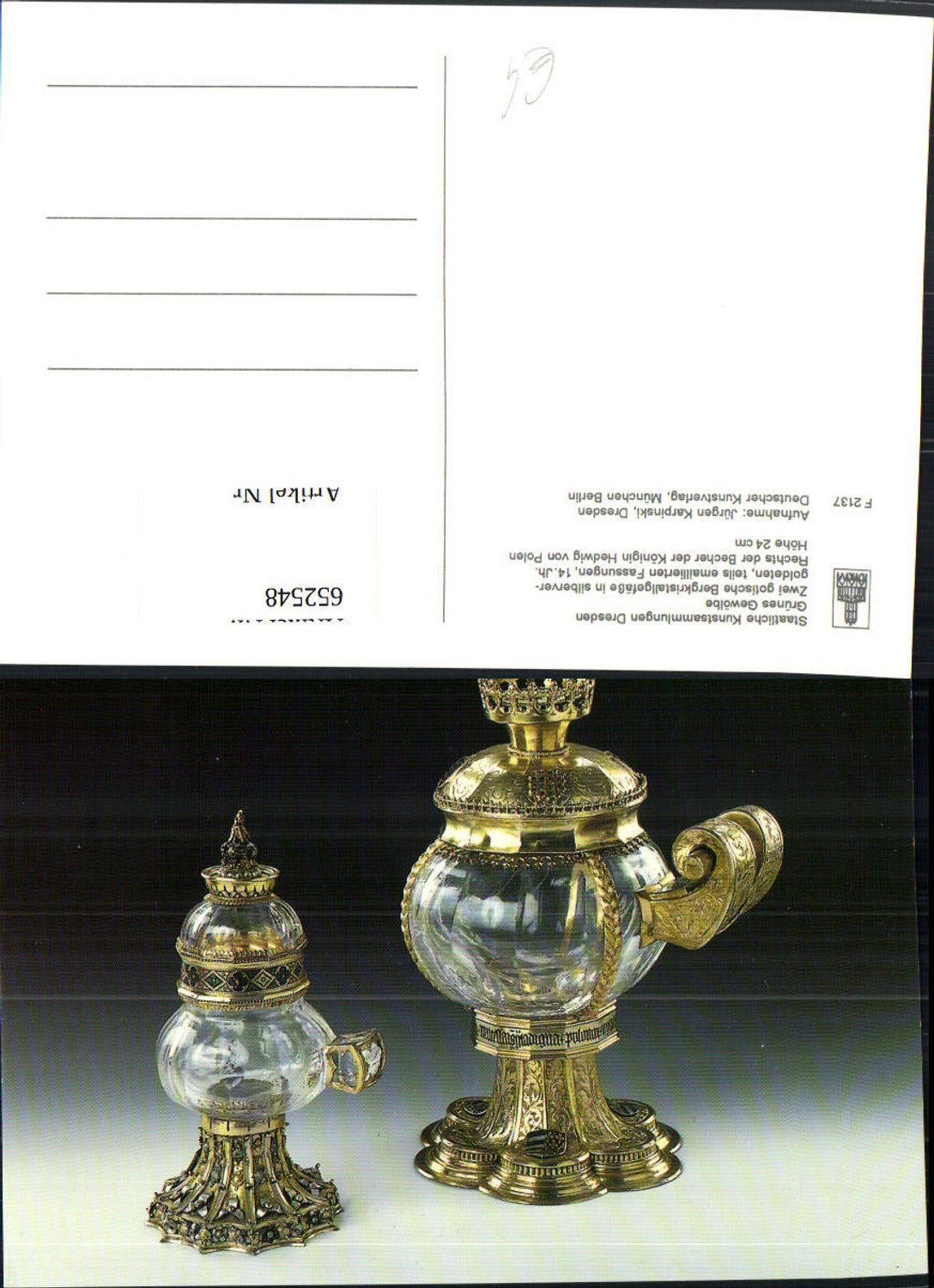 652548, Dresden Art Collection Two Gothic rock crystal vessels, beakers
