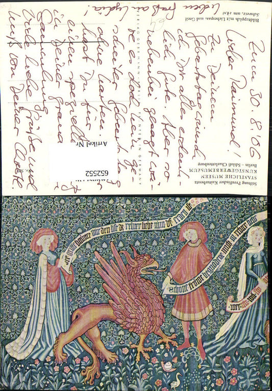 652552,Berlin Schloss Charlottenburg Bildteppich m. Liebespaar u. Greif